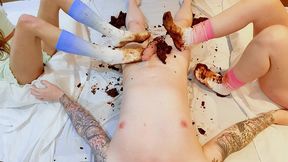 pastel crush! chocolate cake and cock addition! foot fetish