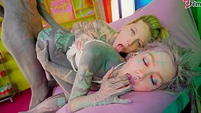 Lily Lu - Inked Alt Girls Go Wild On Black Tattooed Dick - Sloppy Atm, Gagging Deepthroat & Cum Facial