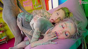 Lily Lu - Inked Alt Girls Go Wild On Black Tattooed Dick - Sloppy Atm, Gagging Deepthroat & Cum Facial