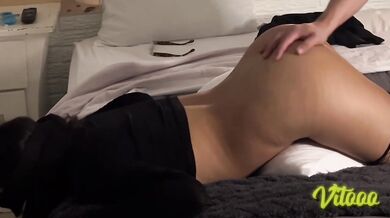 Latina with a big ass gets fucked tight in bed cum dripping POV