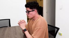 Secretary Fucks Her Boss&#039;s Stepson on the Office Desk, Nerd Boy Has a Big Cock! Daniela Andrea and Pipe Boy
