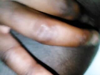 Chocolate Sexsymbol Finger Fucks Her Taut Butt