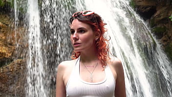 Waterfall public blowjob