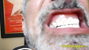 The giant daddy Richard Lennox is so disgusting with nuts stuck on his teeth