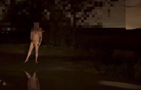 Wanking naked outside didn't have time to go d proper when a car passed