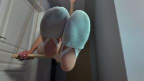 Ruslana In Red Dress Sits On A Swing And Massages Doctor Strange’s Dick - Tan Pantyhose And Semi Ballet Full