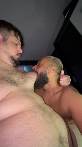 I devoured the chubby girl, sucked on her breasts, and kissed her on the mouth