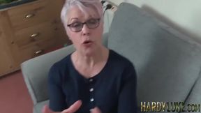 Busty mature granny sucking big cock after sensual handjob
