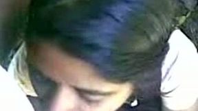 Dark haired ugly a bit plump amateur Indian blowlerina sucks dick outdoors