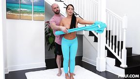 Big titted Latina fucked by her personal trainer after workout