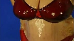 Extremely fat blond haired whore gets all lubed before getting cuni