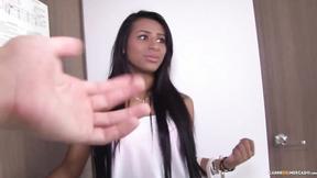 ”Brunette Latin First Timer Indira Uma Is Picked Up & Screwed”