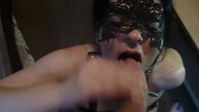 Spitted on and covered in huge cum by a dominant Russian mom