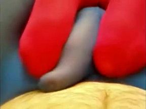 me+scottish ex gf both in tights pantyhose foot fetish fun 1