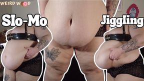 Slow Motion BBW Jiggling - Up Close Belly Play & Fat Teasing WMV