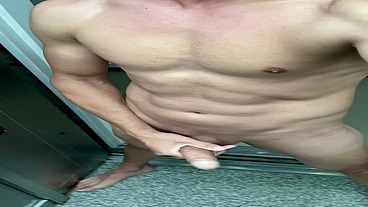 Jerking off on the elevator. Public Cumshot