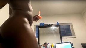 Black Ass Melts Fast with White Dildo Warmth