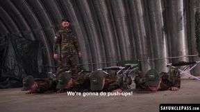 Sergeant Joris Leonard gives his new cadets the taste of his big dick