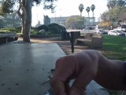 Naked, horny and RISKY exhibitionist jerking off in direct sight of traffic