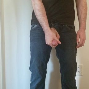 Teasing my cock and balls in jeans