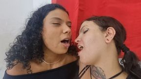 Brunette Princess and Hot Brunette Kissing with Lots of Saliva Part 3 by Nathy and Kwen Cam Full HD