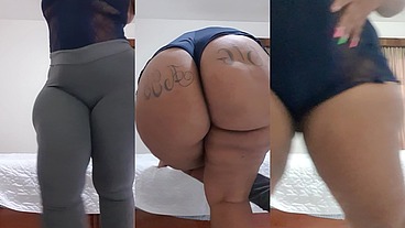 fat girl showing off with leggings