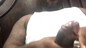 Sensual Pleasure: Black Man Beats His Giant Curved Cock with Penis Ring