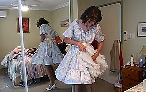 Jerking off in satin dress