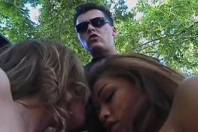 Hot Outdoor Lesbian and Group Sex with Passionate Pussy Eating