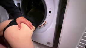 Step sis grabs nailed while stuck in the washer