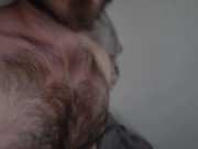 Scruffy armature shoots his load while keeping quiet