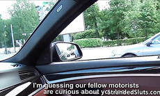 Cutie petite teen Foxy gets a ride on strangers nice car