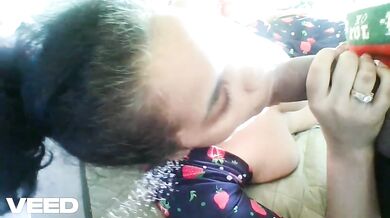 Gagging on my big dick slurping Korean milf throat