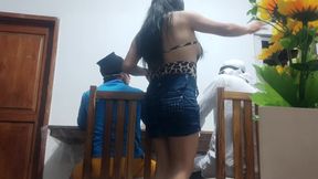 Horny waitress fucks her customer, she had it planned