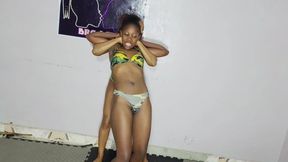 Pro-styles wrestling, where Grace puts rhoda in a full Nelson rhoda escapes and puts rhoda in a rear body Scissors, then Grace puts rhoda in figure for and finishes with abdominal standing stretch