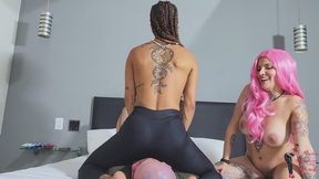 Double Face sitting, part 3, by Qween, Mibby and Slave, FULL HD