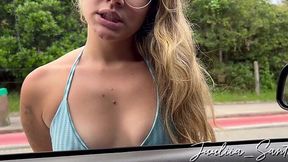 Bitch Hitchhiker Takes Dick to the Beach, Gets Pussy Pounded & Creamed