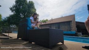 BTS Video of POV Foot Fetish by the Pool