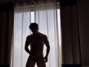 Fitness boy masturbating in window to see him.