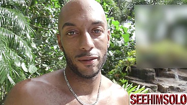 John Long Strokes His Big Black Cock in Tropical Paradise Solo!