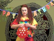 Creepy Clown Inflating and Playing With Balloons