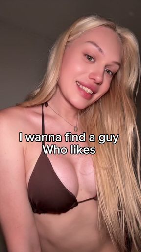 A blonde woman takes off her bikini and shows her female cock
