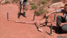 Hitchhiker bound & ravaged in desert