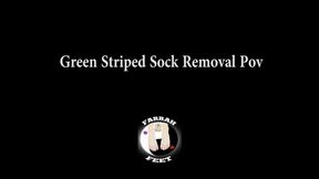 Green Stripe sock removal and soles pov