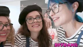 Bestie BFFs share big cock in wild foursome