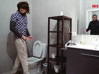 Homosexual Coarse Doggy Anal... That guy Pulls His Panties Down and Gets Bent Over the Sink for a Hard Screwing