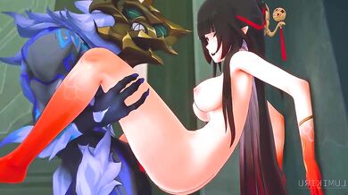 Making Lingsha Cum until her Pussy overflows - Honkai star rail