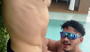 OnlyFans  Diego Grant Logan Stevens Sucking his beautiful big dick at the pool