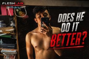 DOES HE DO IT BETTER: Tattooed Pinoy Twink Strokes His Thick Hairy Cock in Front of Mirror Until He Unloads
