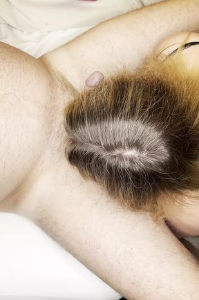 Big tits MILF ties up his one ball and jerks his cock with latex gloves.